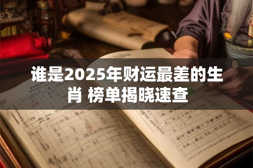 谁是2025年财运最差的生肖 榜单揭晓速查