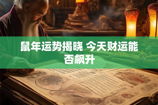 鼠年运势揭晓 今天财运能否飙升