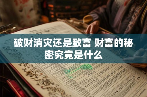 破财消灾还是致富 财富的秘密究竟是什么 破财消灾还是致富 财富的秘密究竟是什么