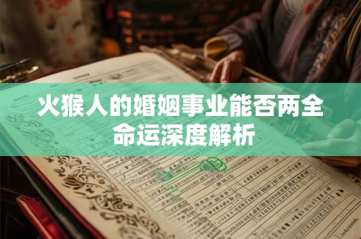 火猴人的婚姻事业能否两全 命运深度解析