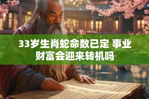 33岁生肖蛇命数已定 事业财富会迎来转机吗