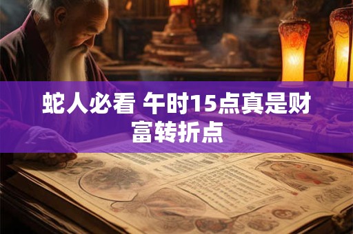 蛇人必看 午时15点真是财富转折点