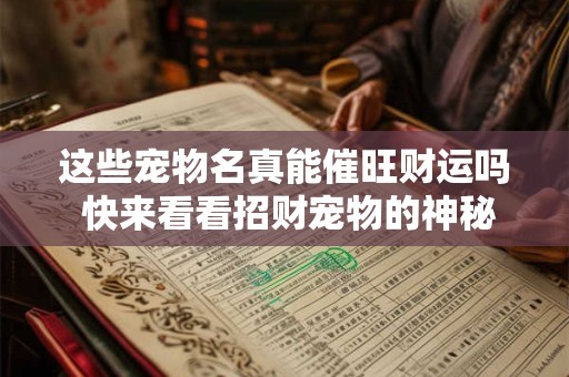这些宠物名真能催旺财运吗 快来看看招财宠物的神秘力量