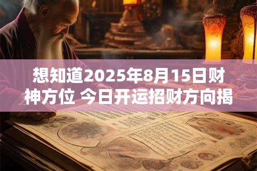 想知道2025年8月15日财神方位 今日开运招财方向揭秘