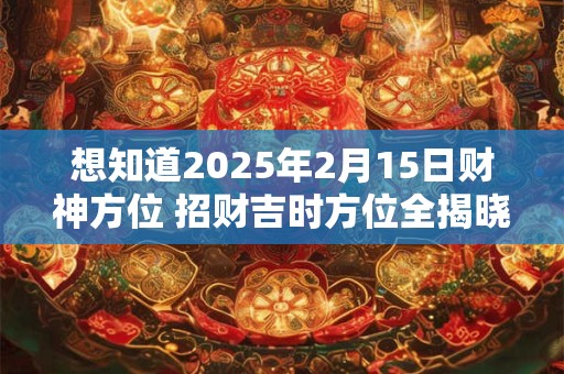 想知道2025年2月15日财神方位 招财吉时方位全揭晓