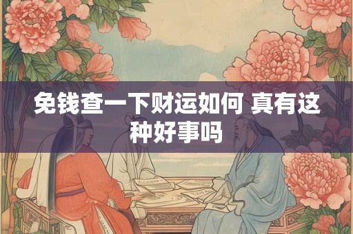 免钱查一下财运如何 真有这种好事吗