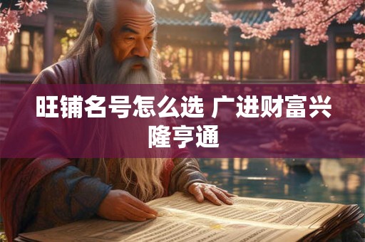 旺铺名号怎么选 广进财富兴隆亨通