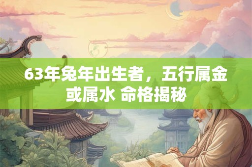 63年兔年出生者，五行属金或属水 命格揭秘