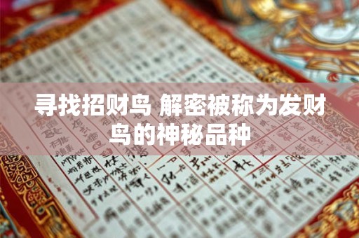 寻找招财鸟 解密被称为发财鸟的神秘品种