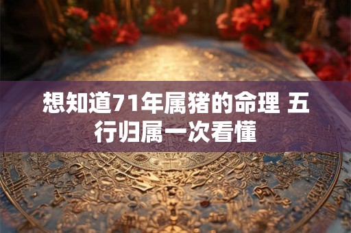 想知道71年属猪的命理 五行归属一次看懂