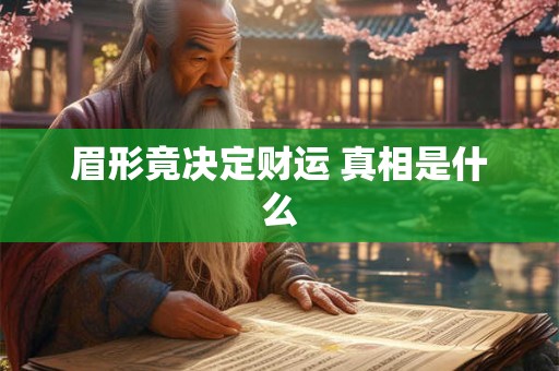 眉形竟决定财运 真相是什么