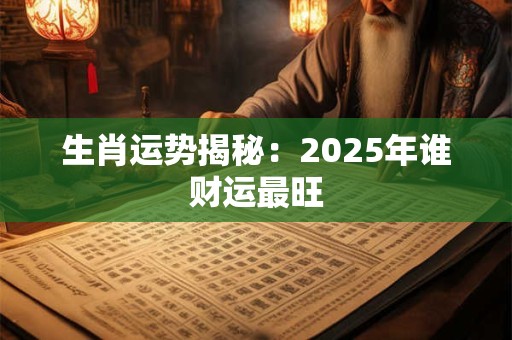 生肖运势揭秘：2026年谁财运最旺