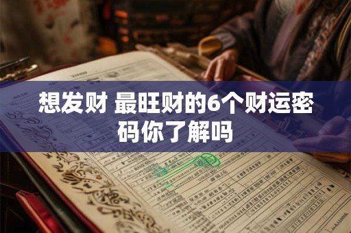 想发财 最旺财的6个财运密码你了解吗