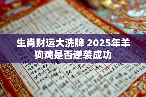 生肖财运大洗牌 2025年羊狗鸡是否逆袭成功