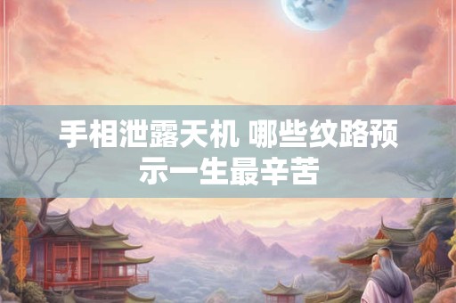 手相泄露天机 哪些纹路预示一生最辛苦