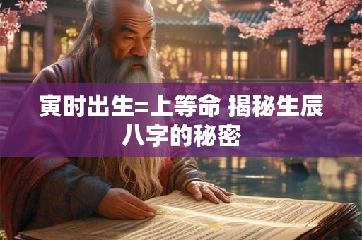 寅时出生=上等命 揭秘生辰八字的秘密