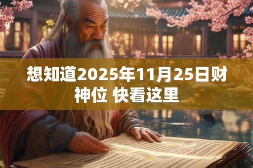 想知道2025年11月25日财神位 快看这里 想知道2025年11月25日财神位 快看这里