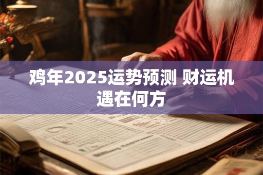 鸡年2025运势预测 财运机遇在何方
