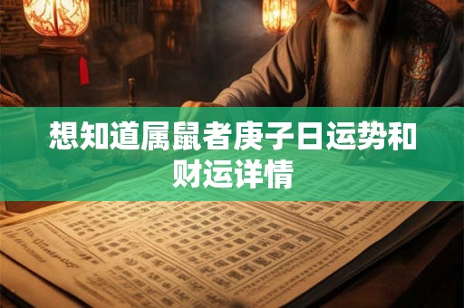 想知道属鼠者庚子日运势和财运详情