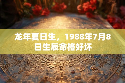 龙年夏日生，1988年7月8日生辰命格好坏
