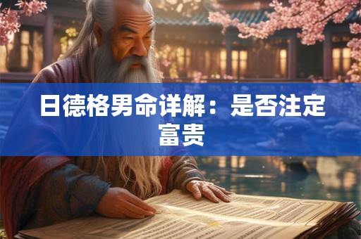 日德格男命详解：是否注定富贵