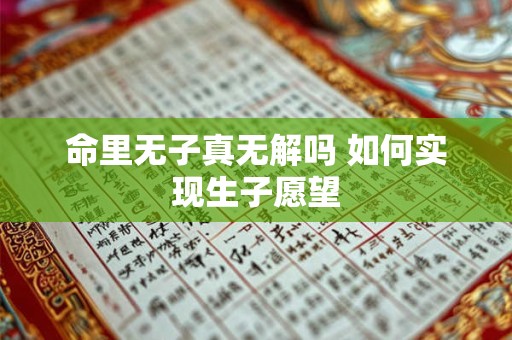 命里无子真无解吗 如何实现生子愿望