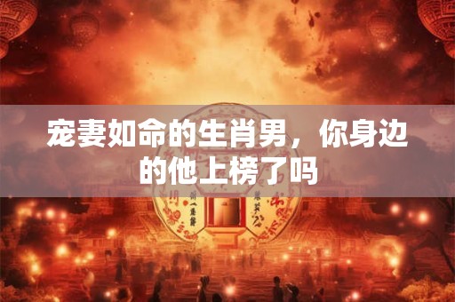 宠妻如命的生肖男，你身边的他上榜了吗