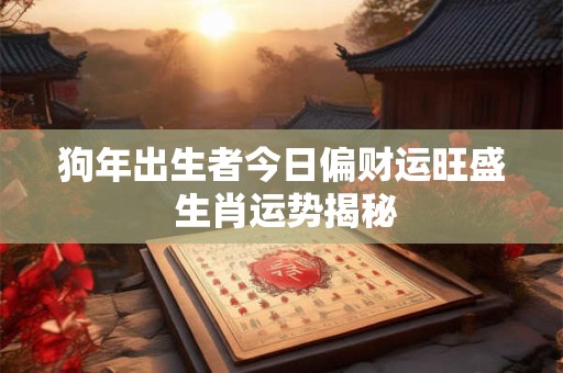 狗年出生者今日偏财运旺盛 生肖运势揭秘