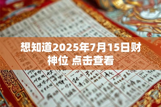 想知道2025年7月15日财神位 点击查看