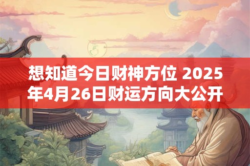 想知道今日财神方位 2025年4月26日财运方向大公开 想知道今日财神方位 2025年4月26日财运方向大公开