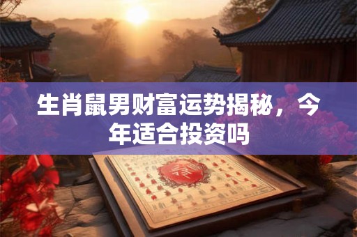 详细阅读:生肖鼠男财富运势揭秘,今年适合投资吗 生肖鼠男财富运势揭秘,今年适合投资吗
