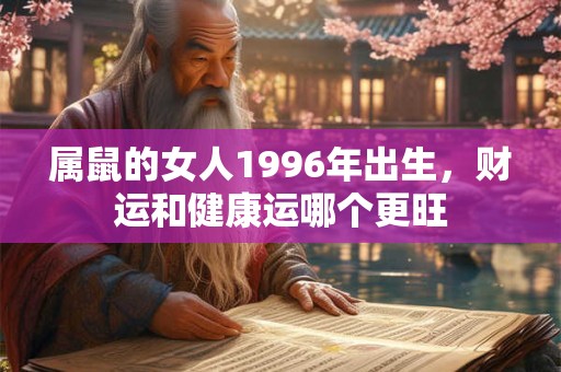 详细阅读:属鼠的女人1996年出生,财运和健康运哪个更旺 属鼠的女人1996年出生,财运和健康运哪个更旺