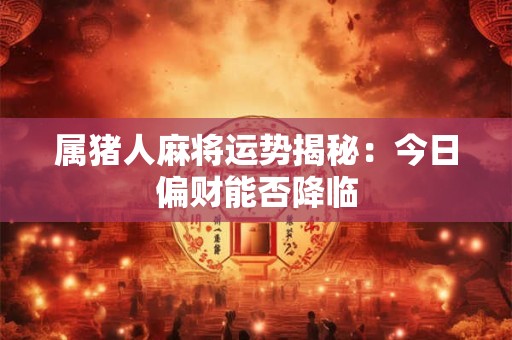 属猪人麻将运势揭秘：今日偏财能否降临