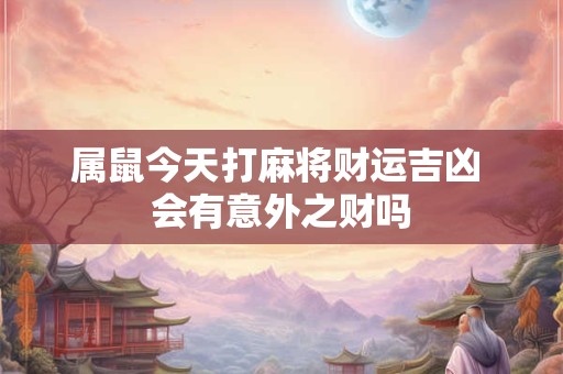 属鼠今天打麻将财运吉凶 会有意外之财吗