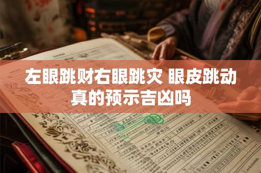 左眼跳财右眼跳灾 眼皮跳动真的预示吉凶吗