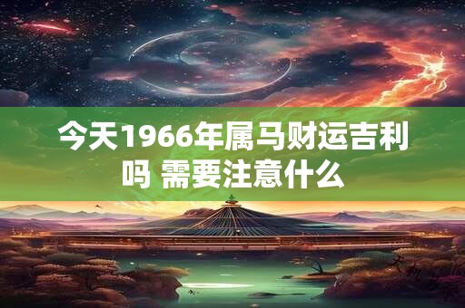 今天1966年属马财运吉利吗 需要注意什么