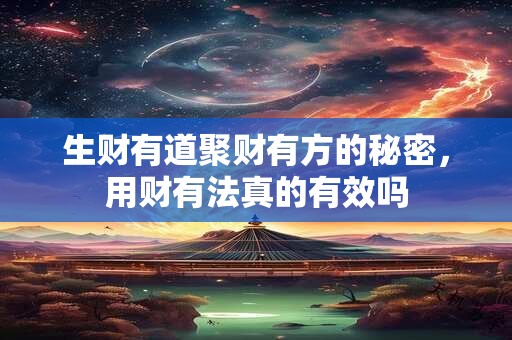 生财有道聚财有方的秘密，用财有法真的有效吗