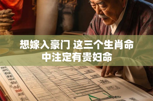 想嫁入豪门 这三个生肖命中注定有贵妇命