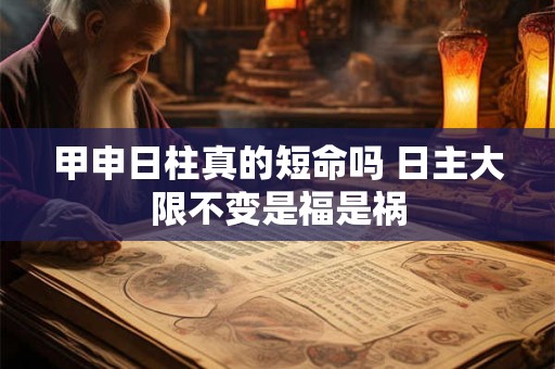 甲申日柱真的短命吗 日主大限不变是福是祸