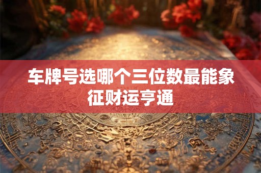 车牌号选哪个三位数最能象征财运亨通