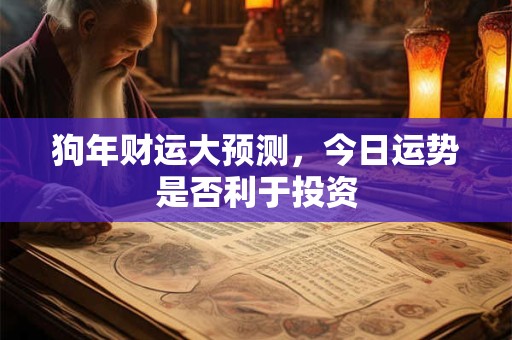 狗年财运大预测，今日运势是否利于投资