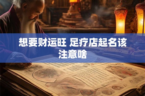 想要财运旺 足疗店起名该注意啥