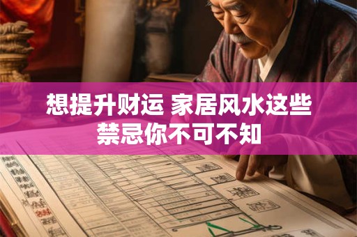想提升财运 家居风水这些禁忌你不可不知