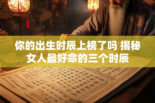你的出生时辰上榜了吗 揭秘女人最好命的三个时辰