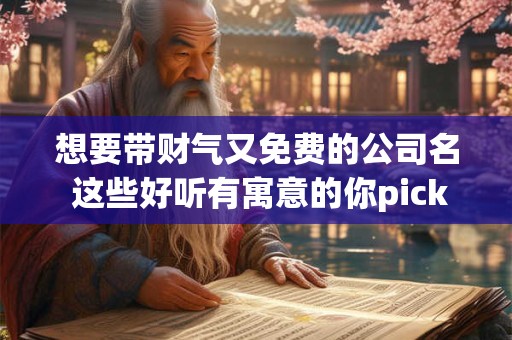 想要带财气又免费的公司名 这些好听有寓意的你pick哪个