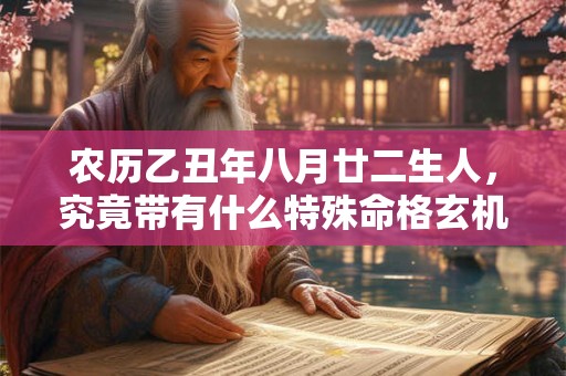 农历乙丑年八月廿二生人，究竟带有什么特殊命格玄机