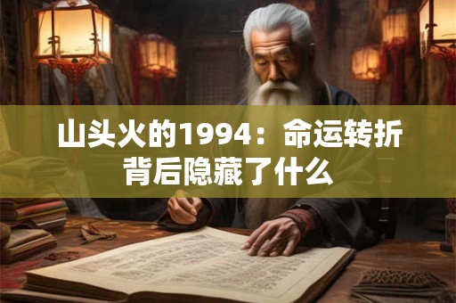 山头火的1994：命运转折背后隐藏了什么