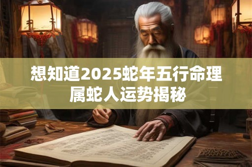 想知道2025蛇年五行命理 属蛇人运势揭秘