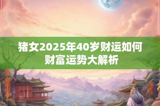 猪女2025年40岁财运如何 财富运势大解析