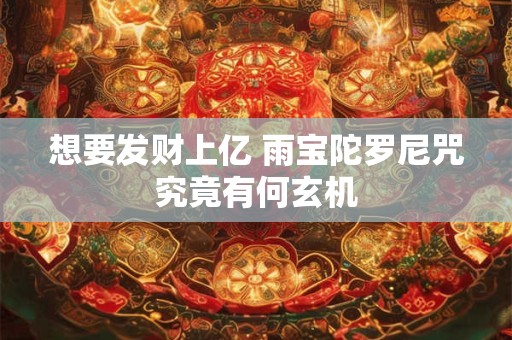 想要发财上亿 雨宝陀罗尼咒究竟有何玄机